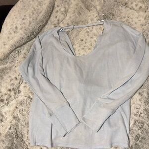 Lovestitch baby blue backless long sleeve shirt